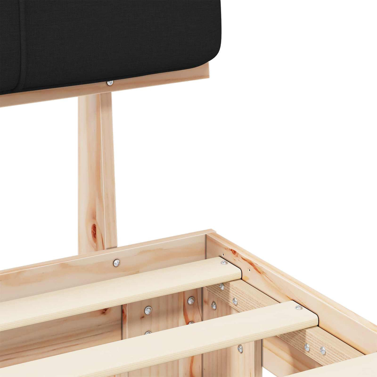 Bed Frame with Upholstered Headboard Black 90 x 200 cm