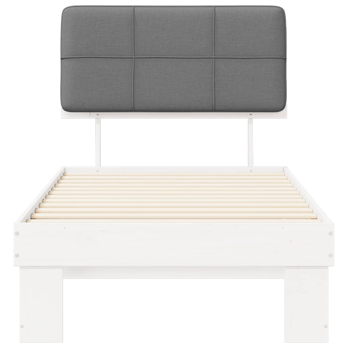 Bed Frame with Upholstered Headboard White and Light grey