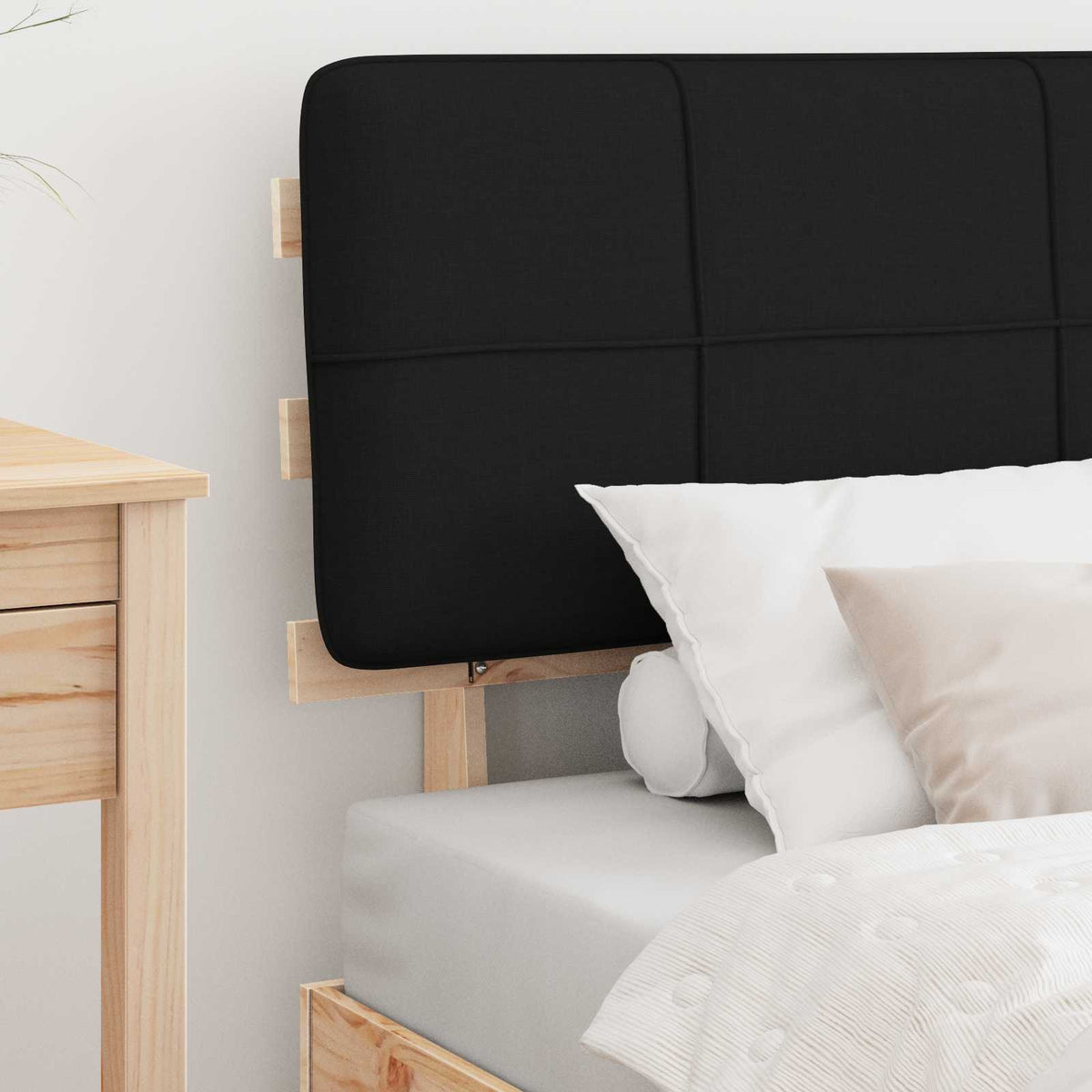 Bed Frame with Upholstered Headboard Black 80 x 200 cm