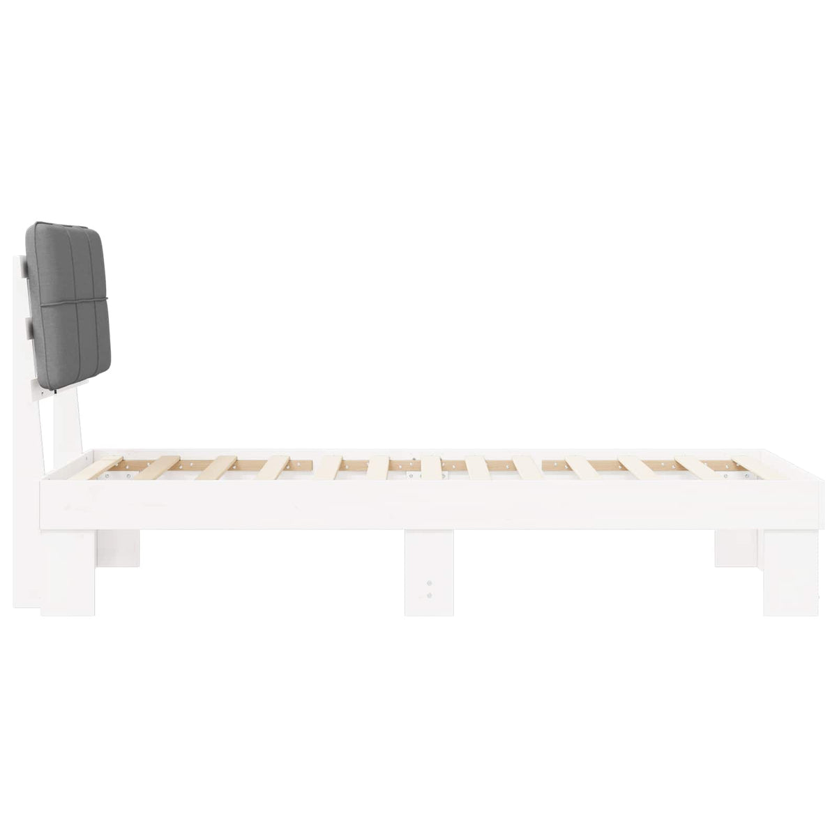 Bed Frame with Upholstered Headboard White and Light grey
