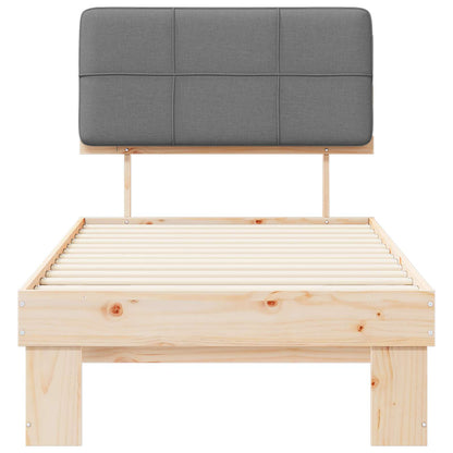 Bed Frame with Upholstered Headboard Natural and Light Grey