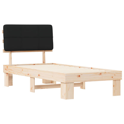 Bed Frame with Upholstered Headboard Black 75 x 190 cm