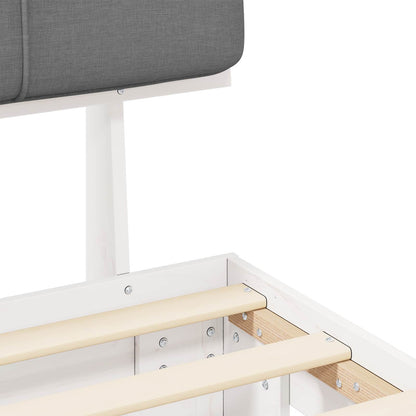 Bed Frame with Upholstered Headboard White and Light grey