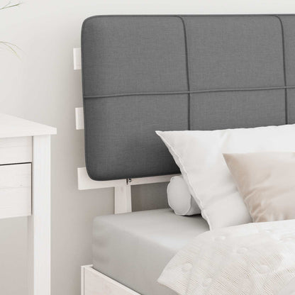 Bed Frame with Upholstered Headboard White and Light grey