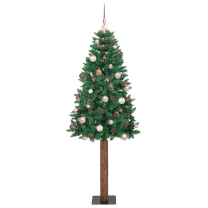 Slim Christmas Tree Green 180 cm PVC and Solid Pine wood