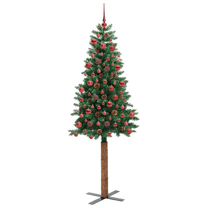 Slim Christmas Tree Green 180 cm PVC and Solid Pine wood