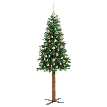 Slim Christmas Tree Green 180 cm PVC and Solid Pine wood