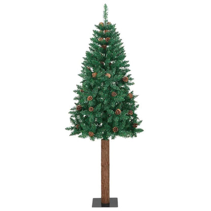 Slim Christmas Tree Green 210 cm PVC and Solid Pine wood