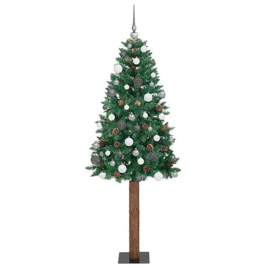 Slim Christmas Tree Green 210 cm PVC and Solid Pine wood