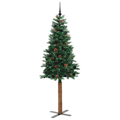 Slim Christmas Tree Green 210 cm PVC and Solid Pine wood