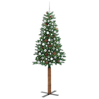 Slim Christmas Tree Green 210 cm PVC and Solid Pine wood