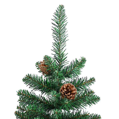 Slim Christmas Tree Green 210 cm PVC and Solid Pine wood
