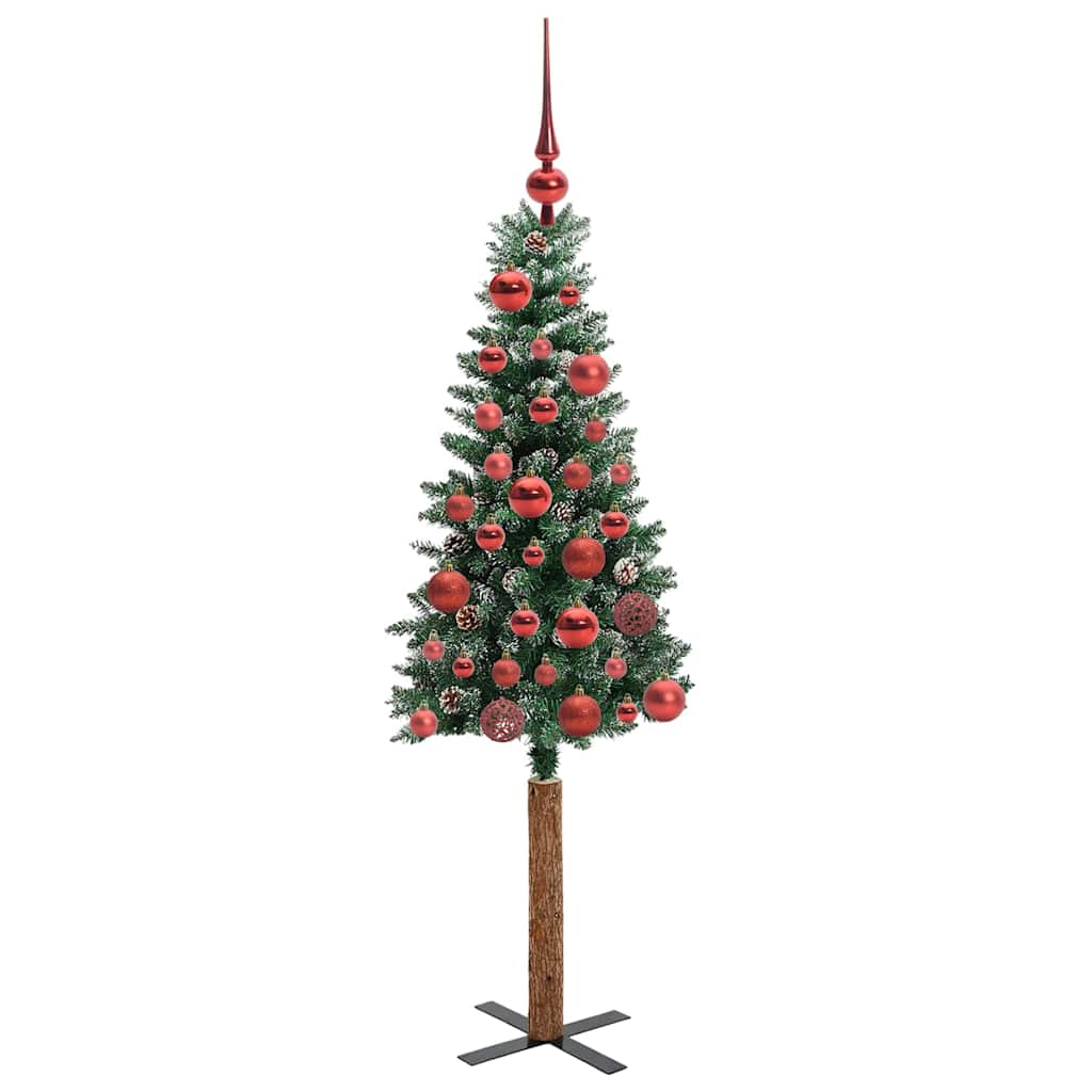 Slim Christmas Tree Green 150 cm PVC and Solid Pine wood