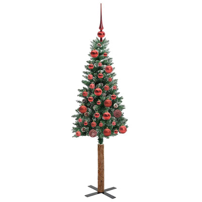 Slim Christmas Tree Green 150 cm PVC and Solid Pine wood