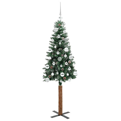 Slim Christmas Tree Green 150 cm PVC and Solid Pine wood