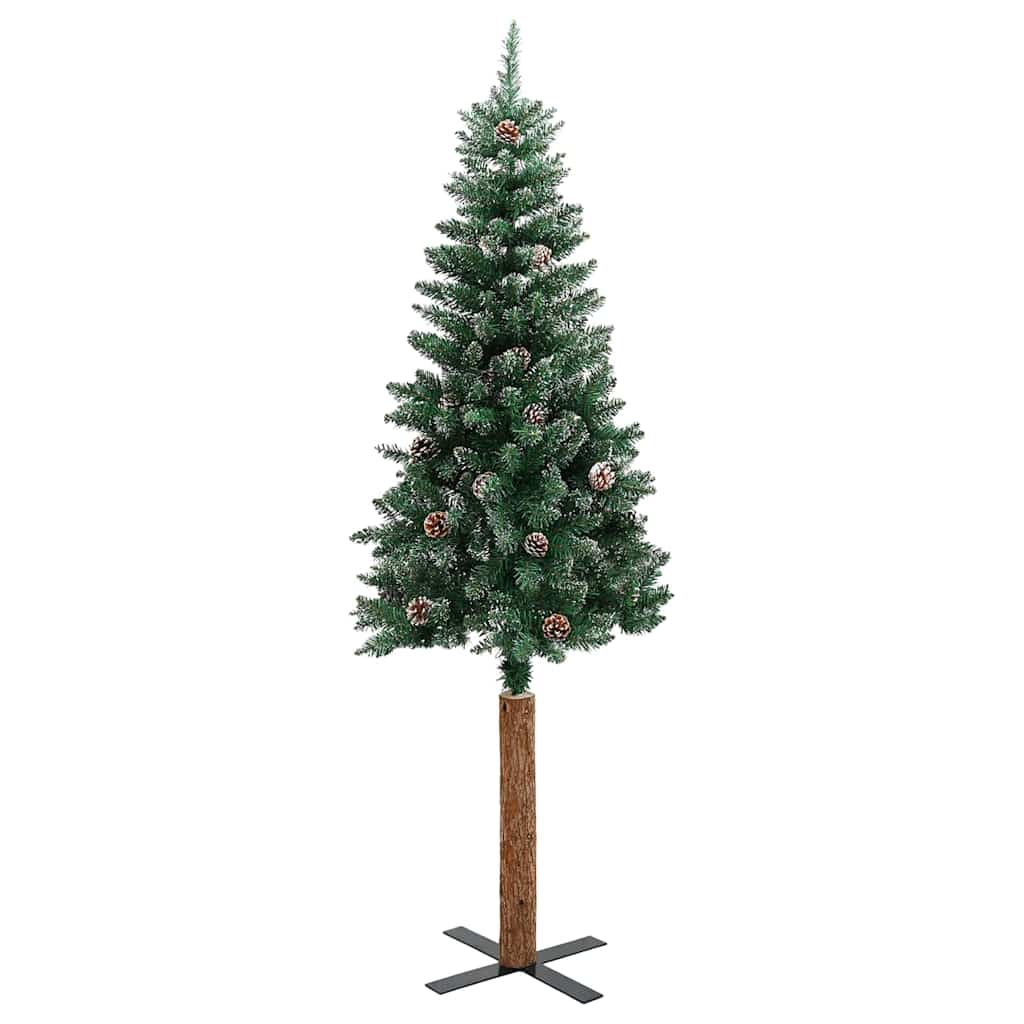 Slim Christmas Tree Green 150 cm PVC and Solid Pine wood