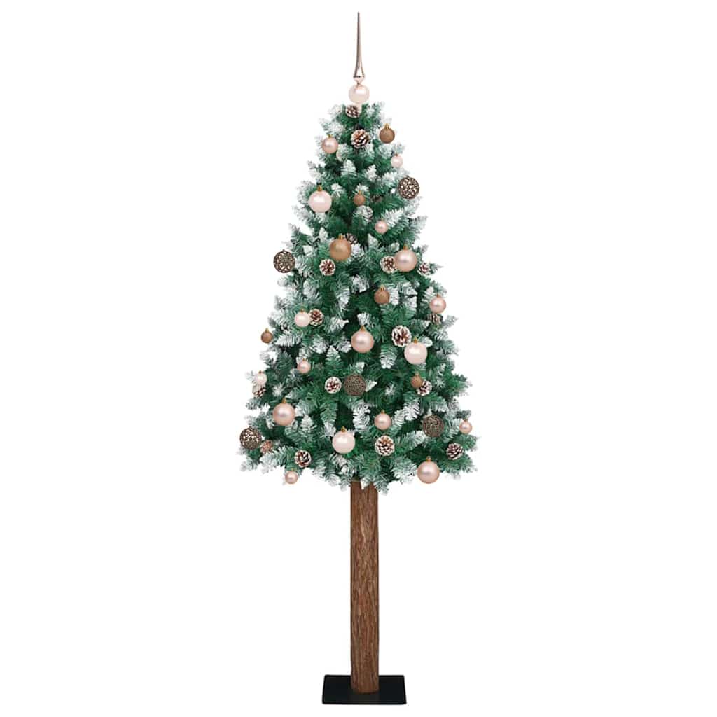 Slim Christmas Tree Green 180 cm PVC and Solid Pine wood