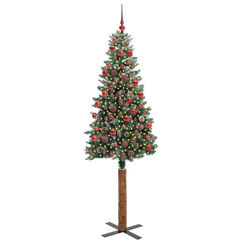 Slim Christmas Tree Green 180 cm PVC and Solid Pine wood