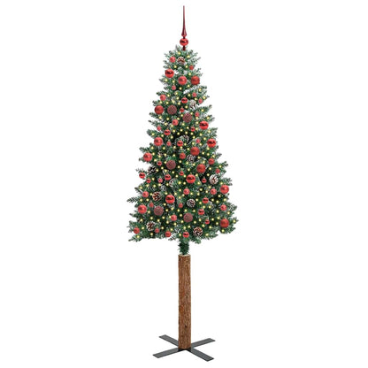 Slim Christmas Tree Green 180 cm PVC and Solid Pine wood