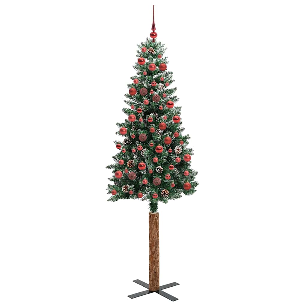 Slim Christmas Tree Green 180 cm PVC and Solid Pine wood