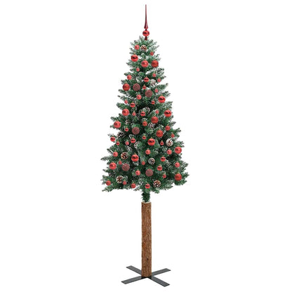 Slim Christmas Tree Green 180 cm PVC and Solid Pine wood