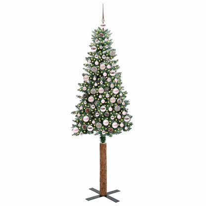 Slim Christmas Tree Green 180 cm PVC and Solid Pine wood