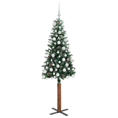 Slim Christmas Tree Green 180 cm PVC and Solid Pine wood