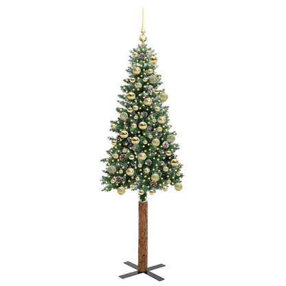 Slim Christmas Tree Green 180 cm PVC and Solid Pine wood