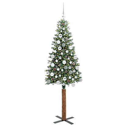 Slim Christmas Tree Green 180 cm PVC and Solid Pine wood