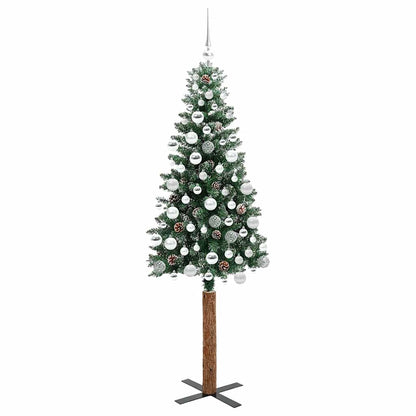 Slim Christmas Tree Green 180 cm PVC and Solid Pine wood