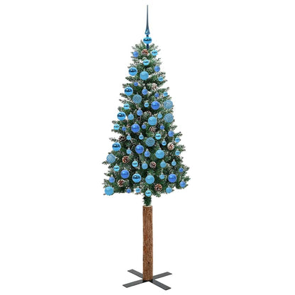 Slim Christmas Tree Green 180 cm PVC and Solid Pine wood