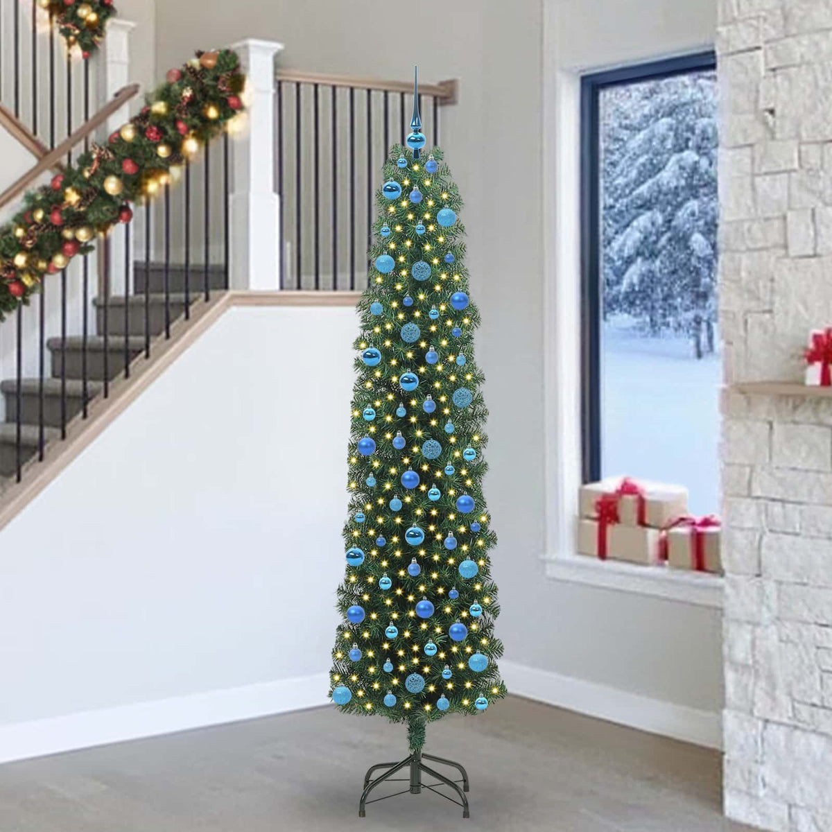 Artificial Christmas Tree with 300 LEDs with Stand Green 240 cm