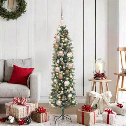Artificial Slim Christmas Tree Green and White 120 cm