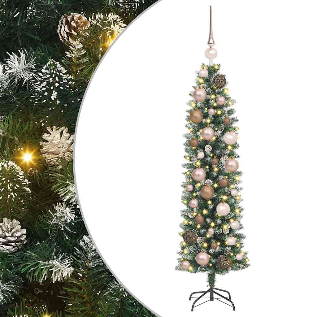 Artificial Slim Christmas Tree Green and White 120 cm