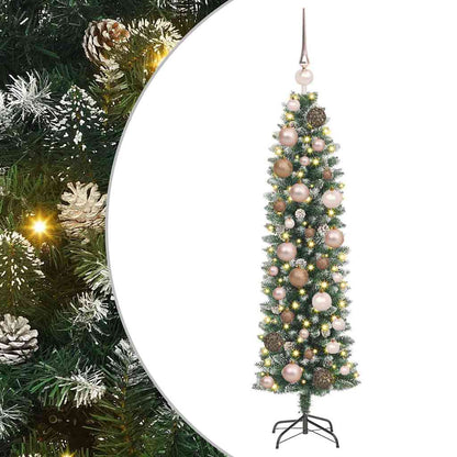 Artificial Slim Christmas Tree Green and White 120 cm