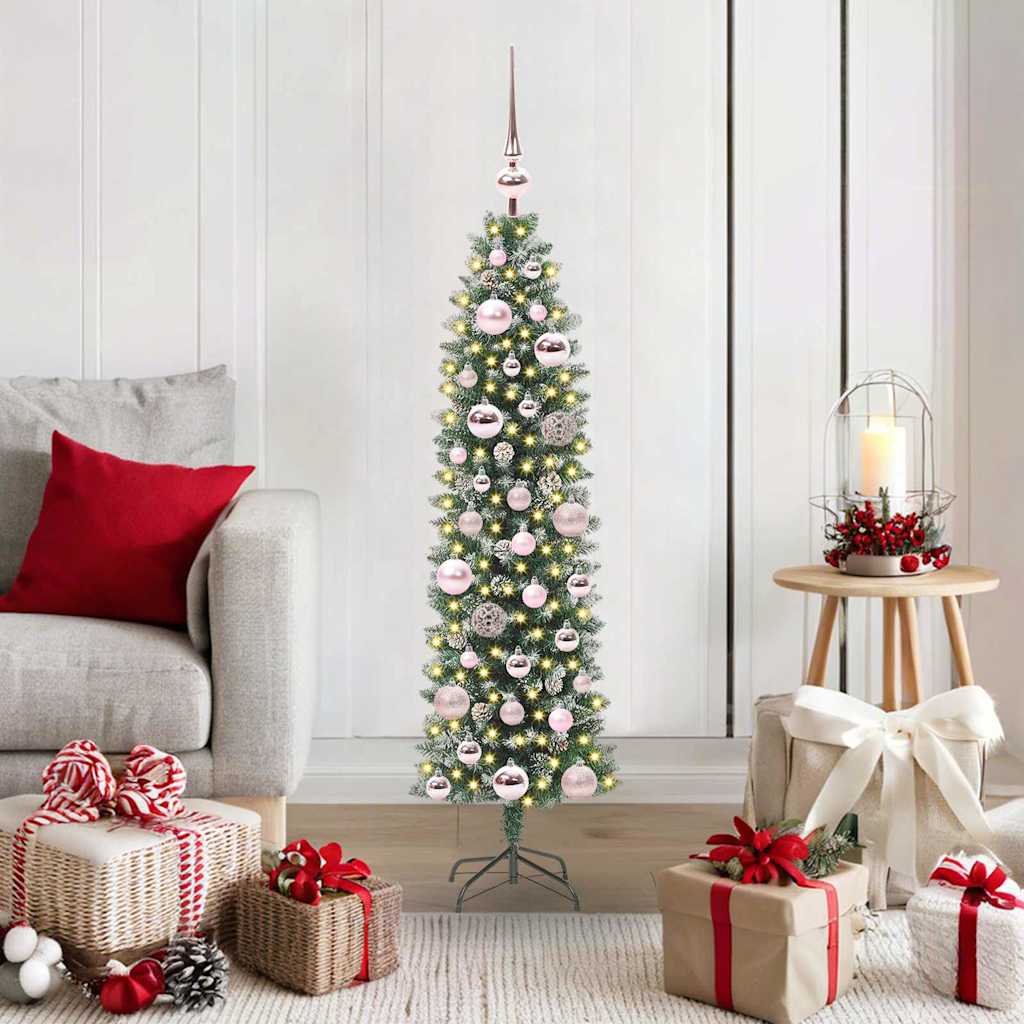 Artificial Slim Christmas Tree Green and White 120 cm