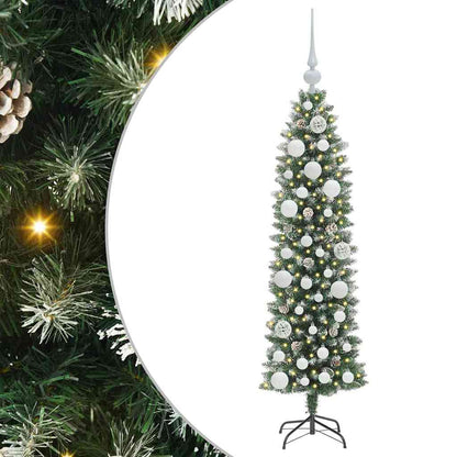Artificial Slim Christmas Tree Green and White 120 cm