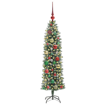Artificial Slim Christmas Tree Green and White 120 cm