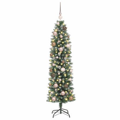 Artificial Slim Christmas Tree with 150 LEDs Green 59.06 in