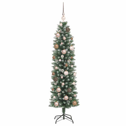 Artificial Slim Christmas Tree with 150 LEDs Green 59.06 in