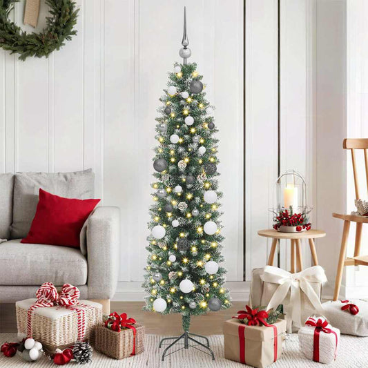 Artificial Slim Christmas Tree with 150 LEDs Green 59.06 in