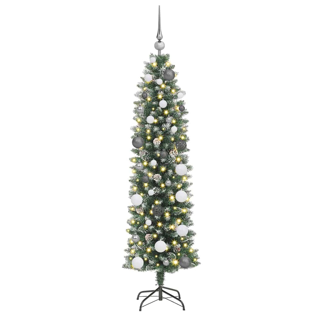 Artificial Slim Christmas Tree with 150 LEDs Green 59.06 in