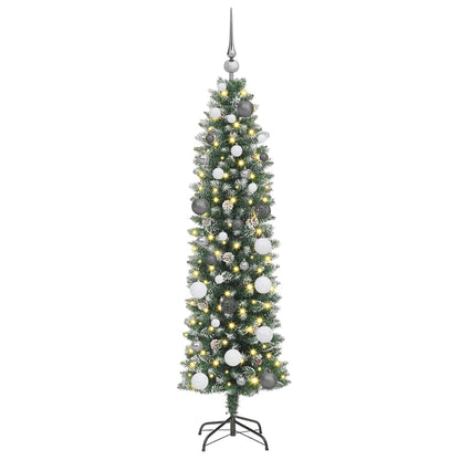 Artificial Slim Christmas Tree with 150 LEDs Green 59.06 in
