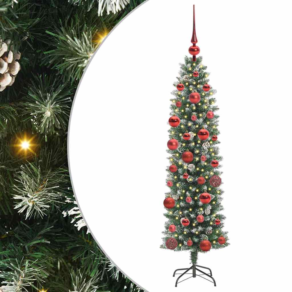 Artificial Slim Christmas Tree Green and White 150 cm