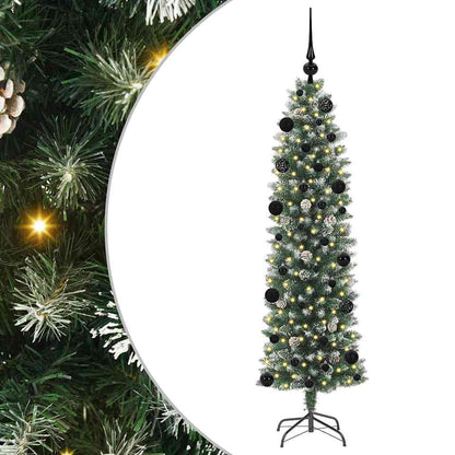 Artificial Slim Christmas Tree Green and White 150 cm