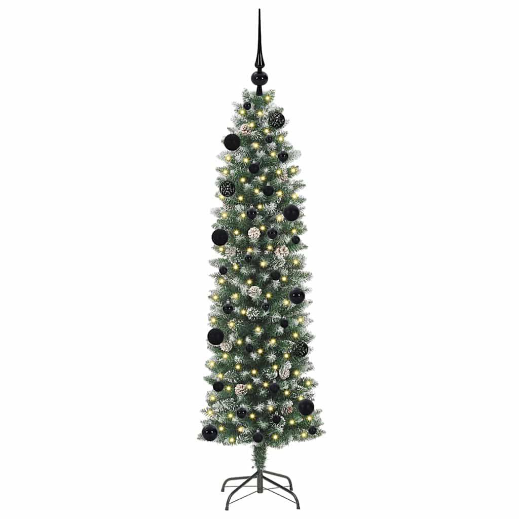 Artificial Slim Christmas Tree Green and White 150 cm