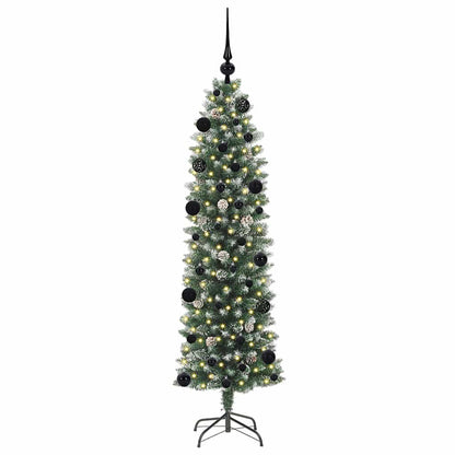 Artificial Slim Christmas Tree Green and White 150 cm