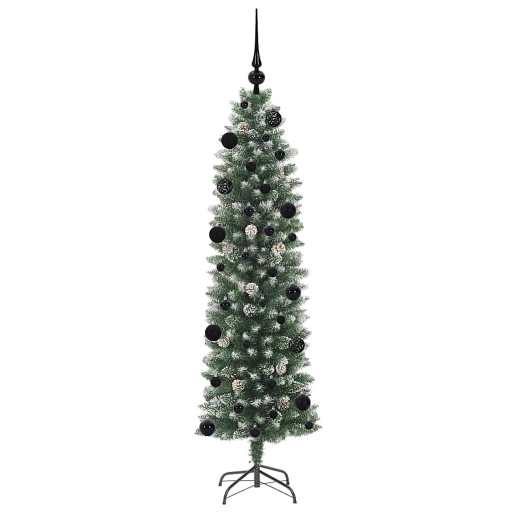 Artificial Slim Christmas Tree Green and White 150 cm