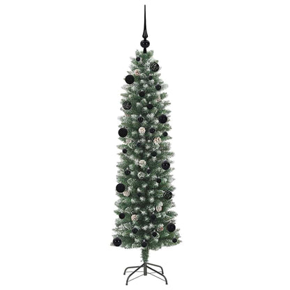 Artificial Slim Christmas Tree Green and White 150 cm