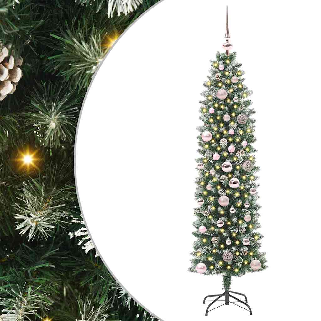 Artificial Slim Christmas Tree Green and White 150 cm